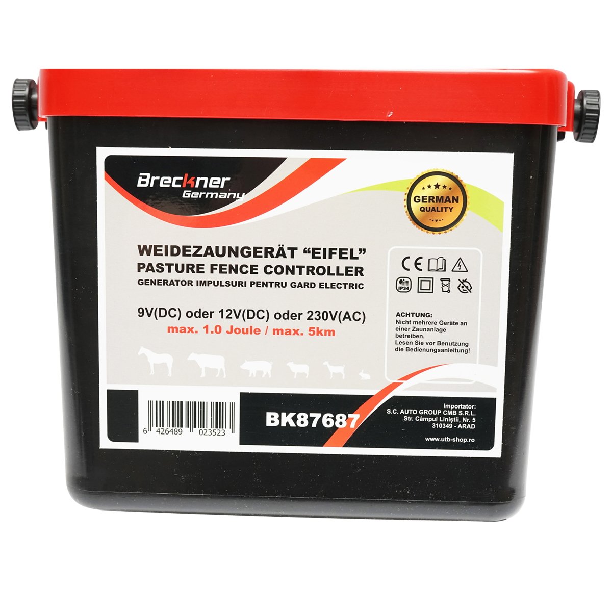 Aparat generator de impulsuri 9-12V sau 220V, 1 Joule, 5km pentru gard electric Breckner Germany